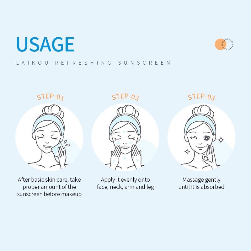 LAIKOU Refreshing Sunscreen UV Protection Whitening Face Body Sunblock SPF50 PA+++