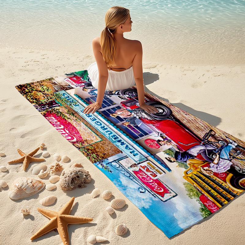 Christmas Gift Halloween Theme Bear Truck Coca Cola beach towel outdoor camping vacation swimming beach towel outdoor absorbent bath towel Y8