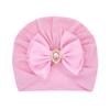 Шапочка для младенца в индийском стиле со стразами и бантом, мягкая, приятная для кожи, хлопковая, для девочек, тюрбан, банты ручной работы, головной убор