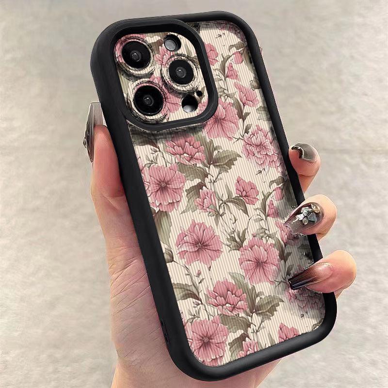 Винтажный цветочный чехол для телефона iPhone 17 Чехлы iPhone 16 16e 15 14 13 12 11 Pro Max XS XR 7 8 Plus Ударопрочный мягкий чехол