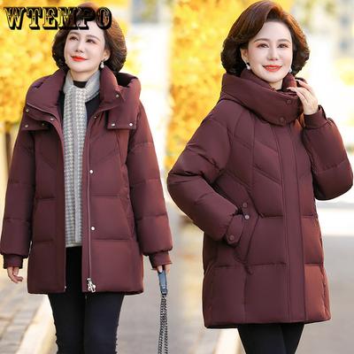 Женский пуховик средней и пожилой женщины, зимний, большого размера, свободный и стройнящий, хлопковая куртка для мамы