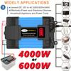 6000 Вт/4000 Вт Автомобильный инвертор мощности от 12 В до 110 В/220 В, быстрая зарядка, два USB-порта, светодиодный преобразователь емкости дисплея напряжения