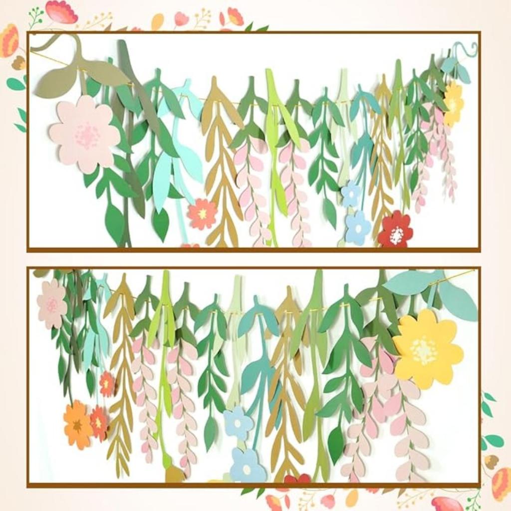 Двусторонний цветочный баннер, заводной цветочный баннер в виде листьев в стиле бохо, водонепроницаемые красочные украшения для вечеринок с полевыми цветами для дня рождения, свадьбы, детского душа, сада