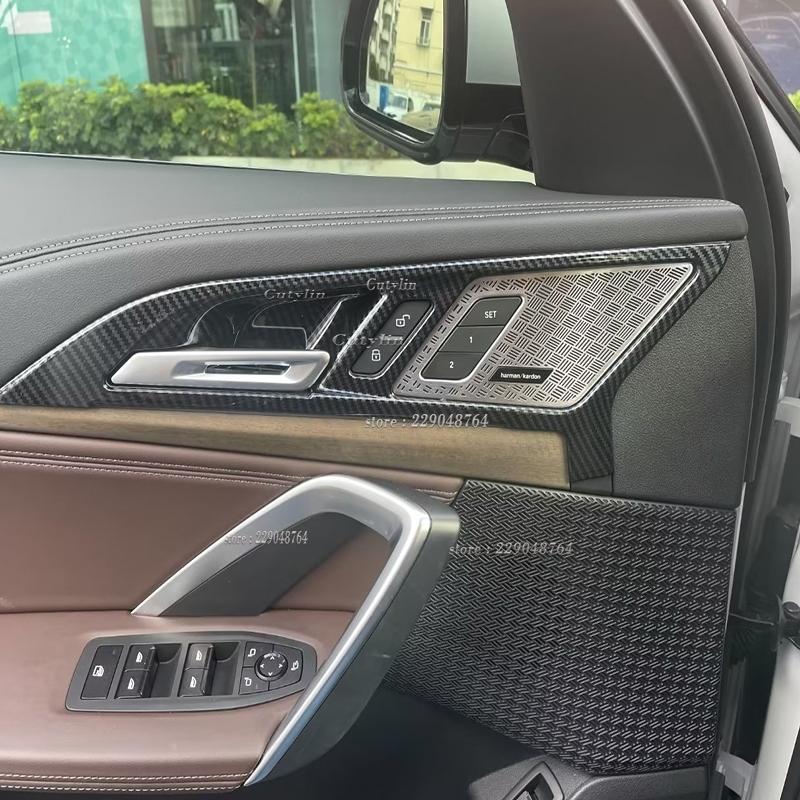 For BMW X1 U11 2024 ABS peach wood Carbon Fiber Car ide Inner Door Handle Bowl Cover Trim Interior Accessories