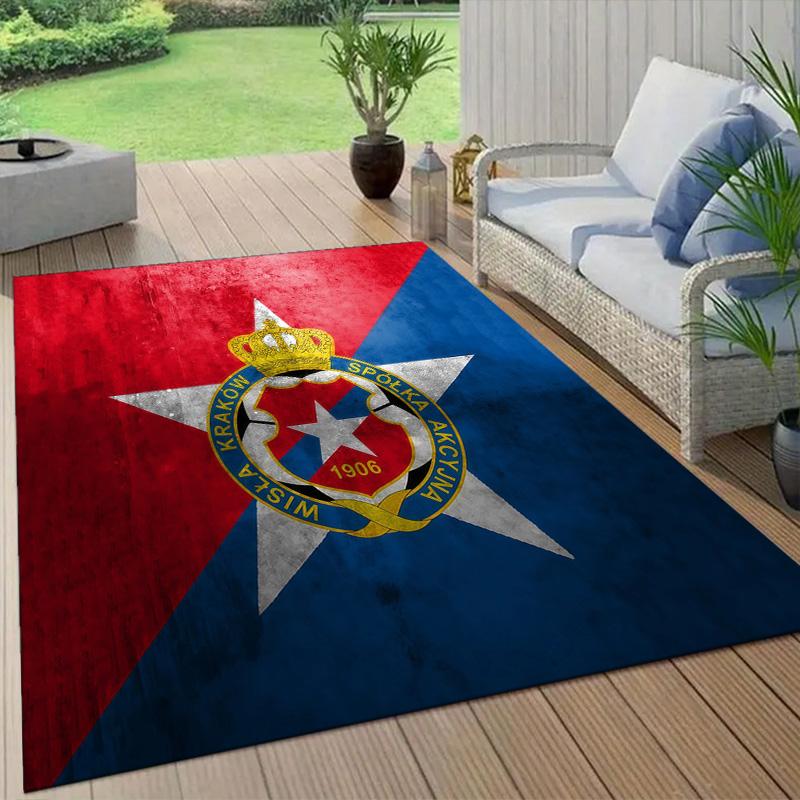 Red Star Belgrade Flannel Pattern Square Carpet,Area Rug,Carpet Rug for Living Room Bedroom Sofa Playroom Decor,Non-slip Floor Mat