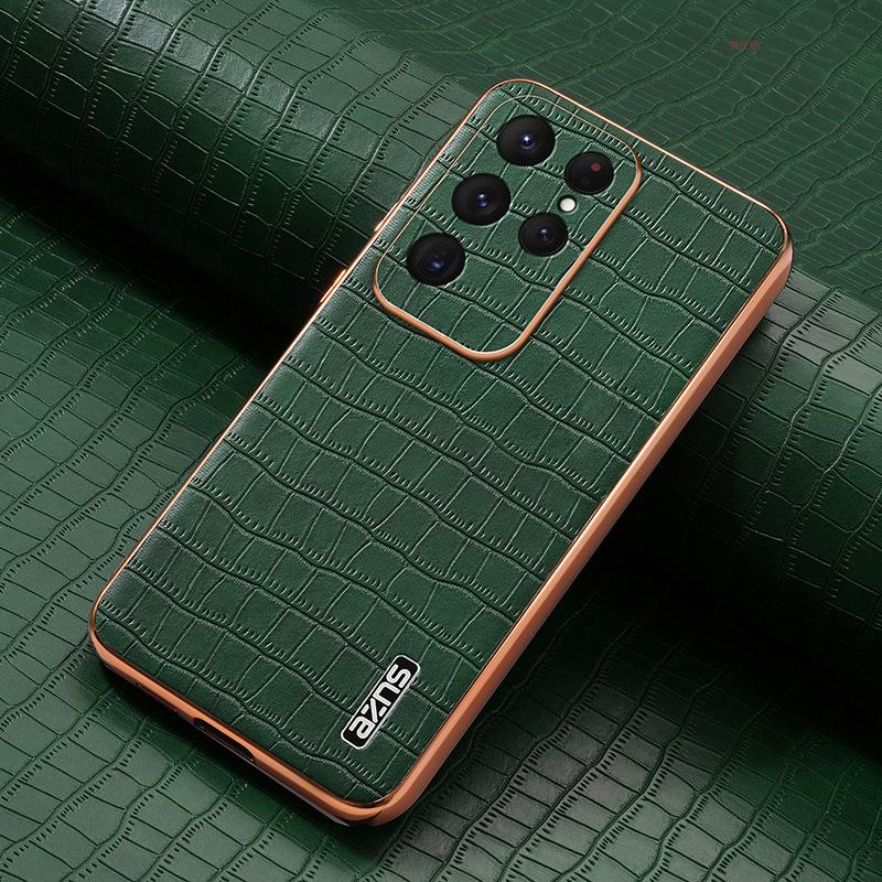 Подходит для чехла для телефона Samsung S24ultra с текстурой крокодиловой кожи. Кожаный чехол Samsung All-inclusive 25plus противоударный S23 для мужчин