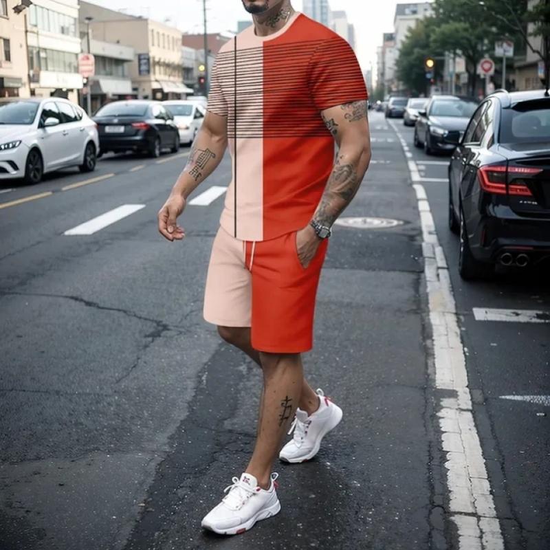 Бутик3D модные мужские шорты в стиле ретро, ​​спортивная одежда, комплект из двух предметов уличной одежды, футболка с короткими рукавами + шорты, мужская одежда