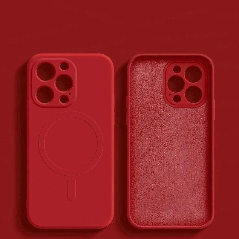 Роскошный жидкий силиконовый чехол для телефона iPhone 15 14 13 12 11 Pro Max Plus для Magsafe с беспроводной зарядкой, противоударный магнитный чехол