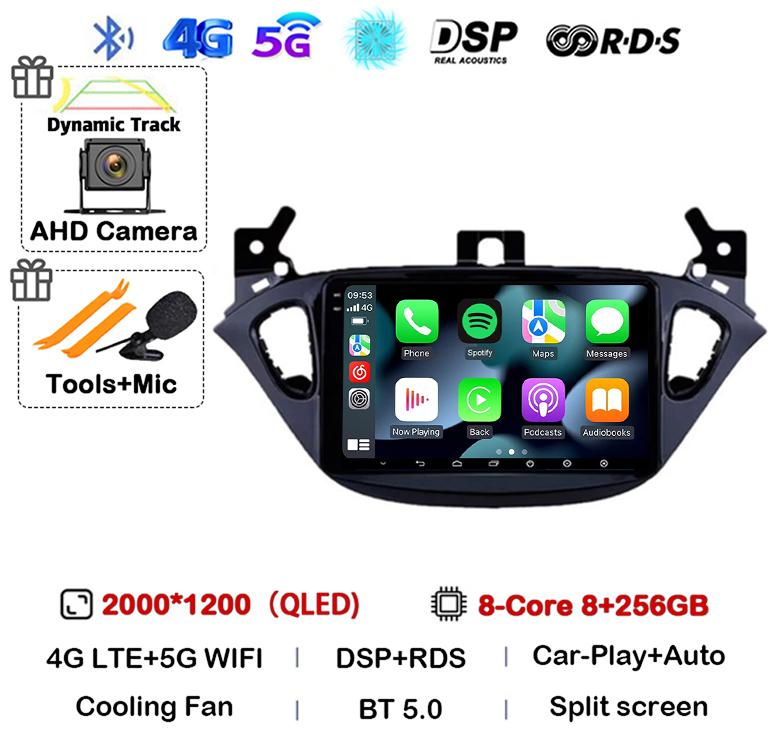 Android 14 Carplay Auto WIFI+4G для Opel Corsa E 2015-2019 для Opel Adam 2013-2016 автомобильное радио GPS мультимедиа видеоплеер стерео