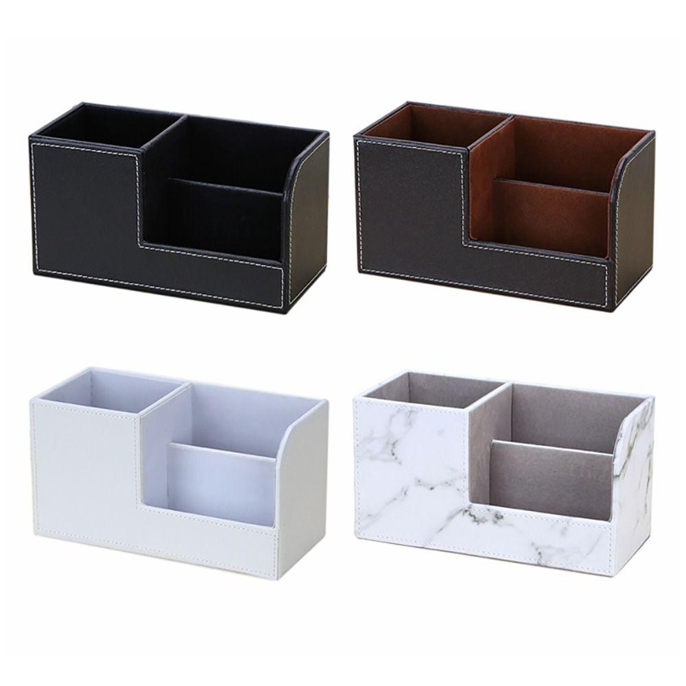 Leather Makeup Brush Holder Stationery Storage Pen Container Light Luxury Brush Pot