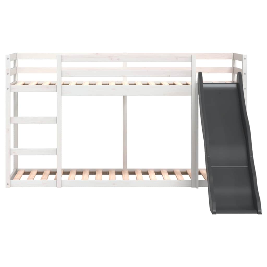 Bunk Bed with Slide and Ladder White 90x200 cm Solid Pine Wood