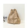 IELGY Korean Version of Casual Literary Canvas Backpack, Fashionable Nylon Solid Color Small Fresh Drawstring Backpack