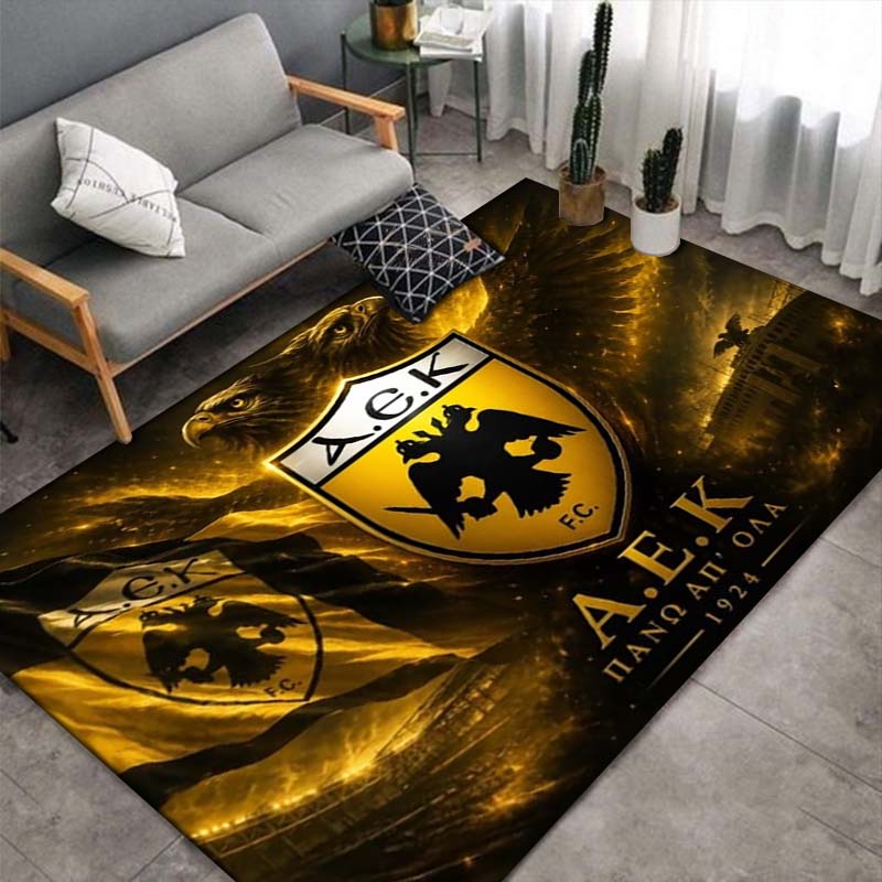 AEK FC Shield Red Background Area Rug, Non Slip Floor Mat, Football Club Print Carpet for Home Decor