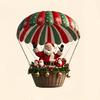 Christmas Hot Air Balloon Decoration Wooden 2D Flat Santa Claus In Hot Air Balloon Pendant for Holiday Window Wall Home Decor
