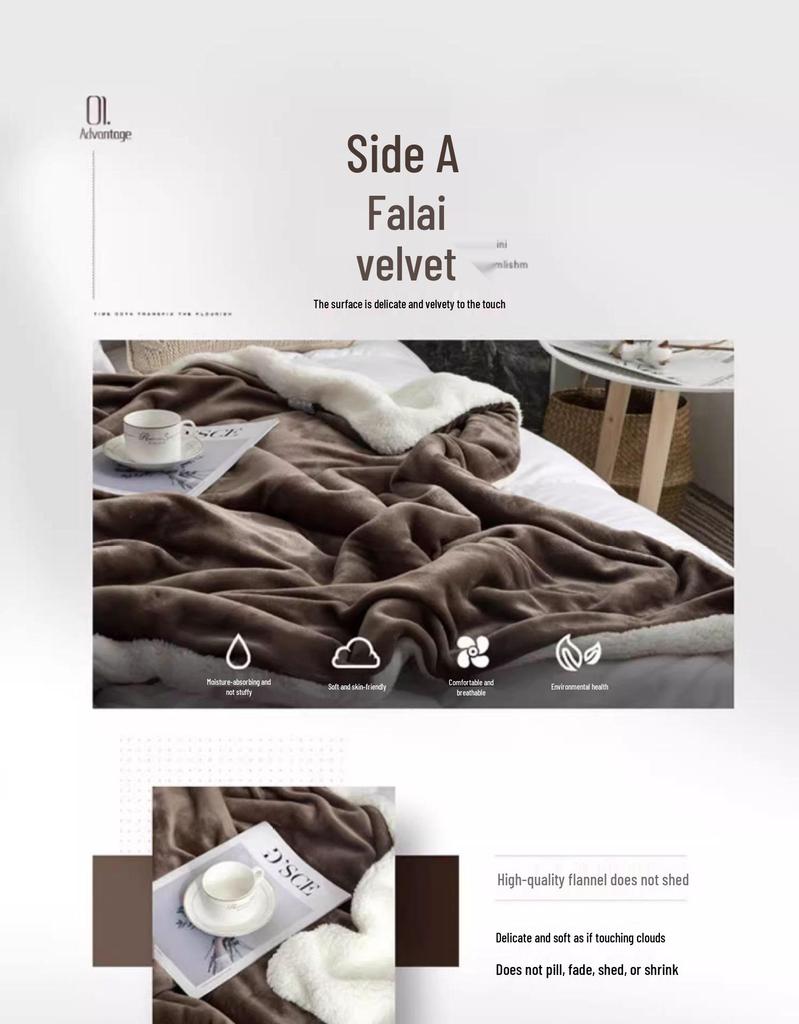 Двухслойное одеяло Xianci из натуральной шерсти ягненка и кораллового флиса для дивана и офиса