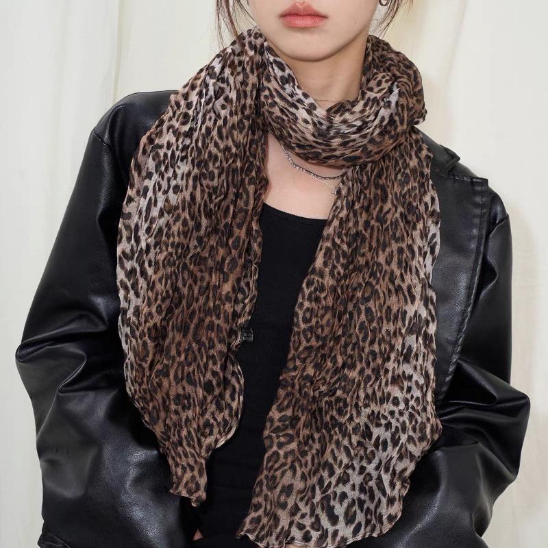 Vintage Leopard Print Thin Long Scarf Fashion Accessory For Women