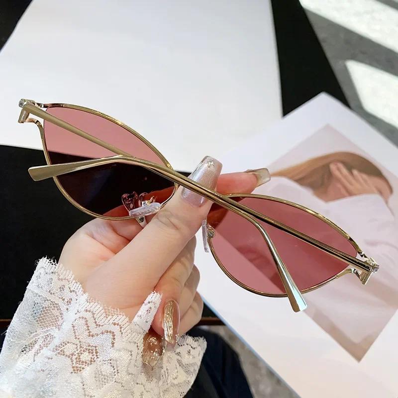 Retro Small Frame Uv Protection Sunglasses Fashion Metal Cat Eye Sunglasses For Men Women Square Sunglasses Polygon Sun Glasses