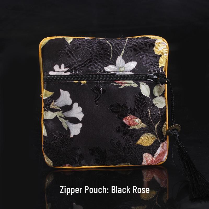 New Chinese Square Zipper Jewelry Brocade Bag