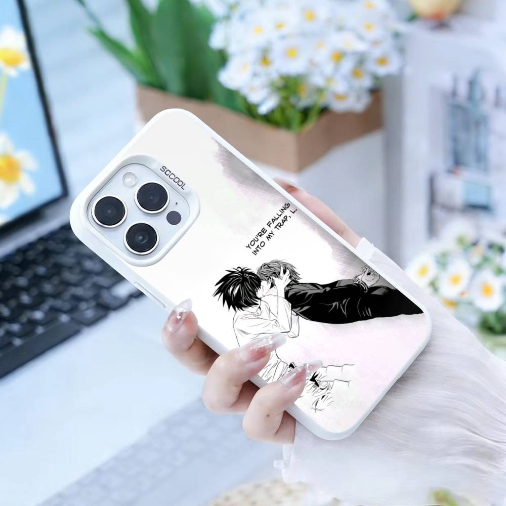 Крутой персонаж аниме Тетрадь смерти Чехол для телефона для iPhone 16,15,14,13,12,17,Pro,MAX белый Матовый Ударопрочный Чехол