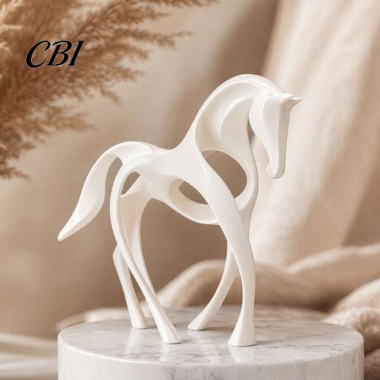 Современное украшение для лошади, 3D-печатная абстрактная статуэтка, минималистичная полая белая фигурка для декора стола, скульптура, орнамент в форме животного для дома, гостиной