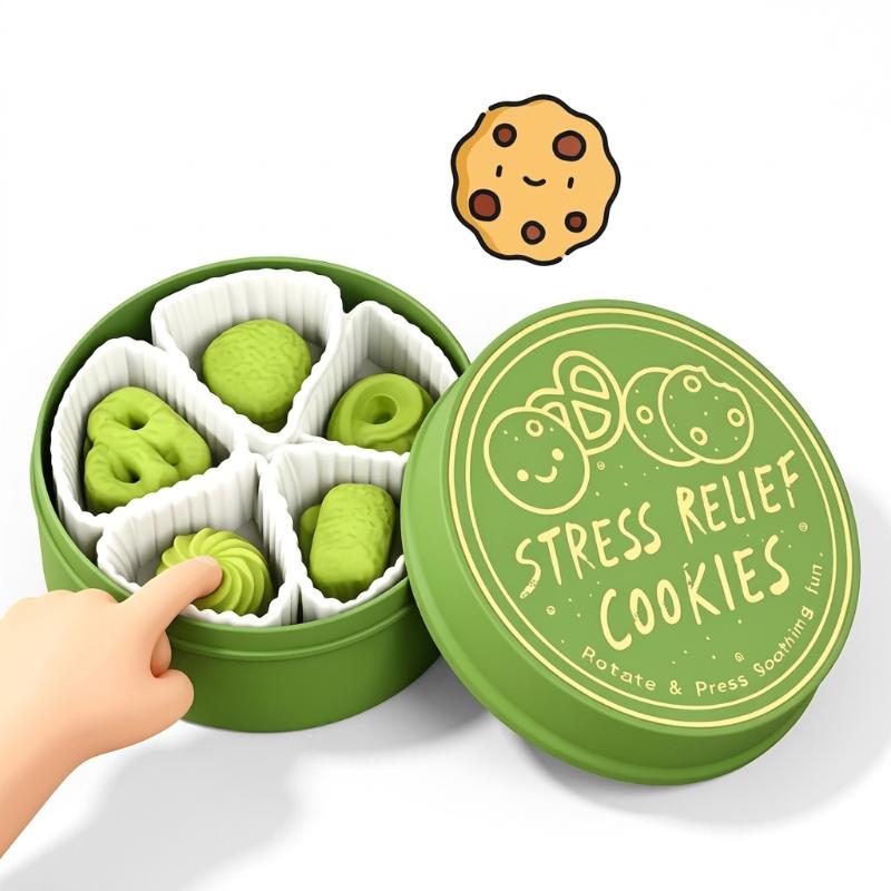 Portable Cookies Box Decompression Toy Built-in Keyboard Shaft Biscuit Button Sensory Fidget Toy for Autism Kids Anxiety Relief