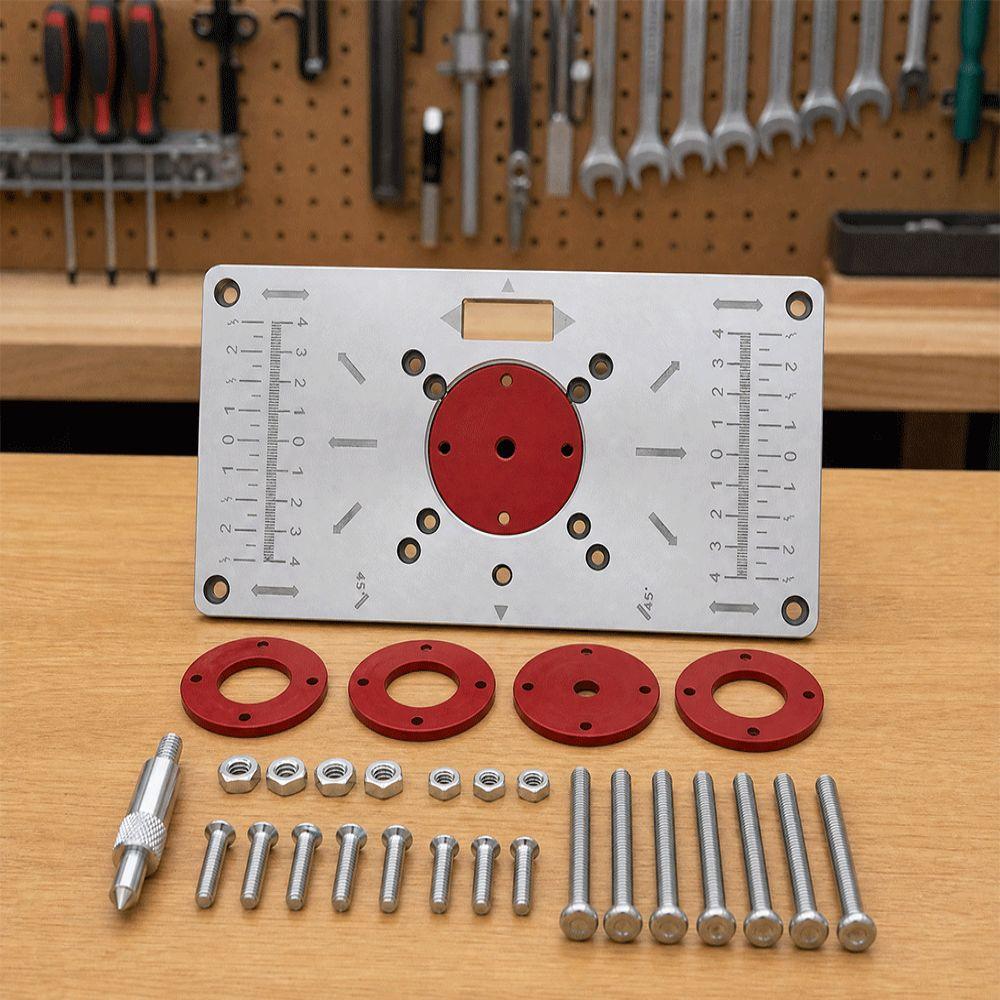 Red and Black Router Table Insert Plate Aluminum Alloy DIY Router Table Durable Flip Board Kit