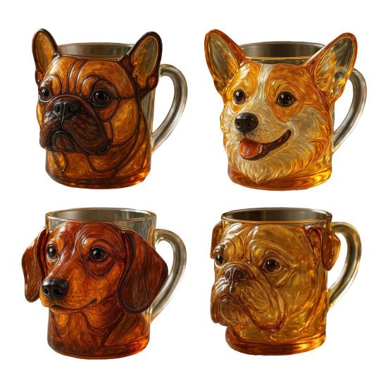 3D-морда собаки, стеклянная кружка, забавная чашка для воды, 11 унций, гравировка, креативный контейнер для напитков, забавный скульптурный стеклянный подарок для любителей собак