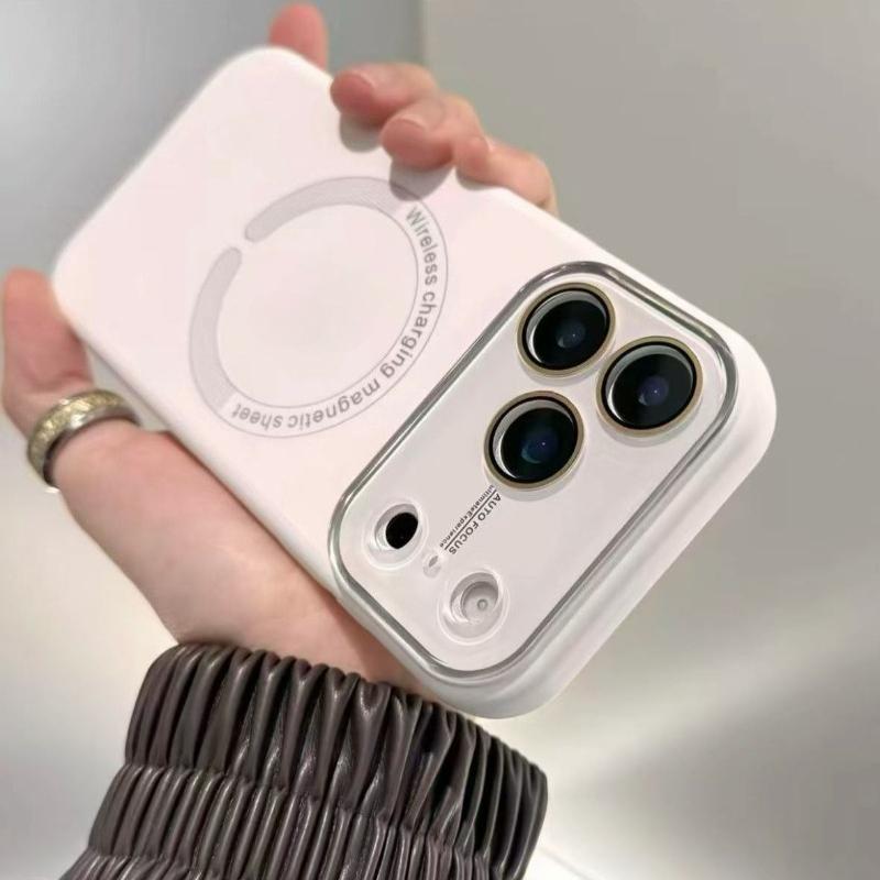 Жидкое Нано Матовое Стекло Для Чехла Magsafe Для iPhone 17 16 15 14 13 Pro Max Магнитная Беспроводная Зарядка Силиконовый Ударопрочный Чехол