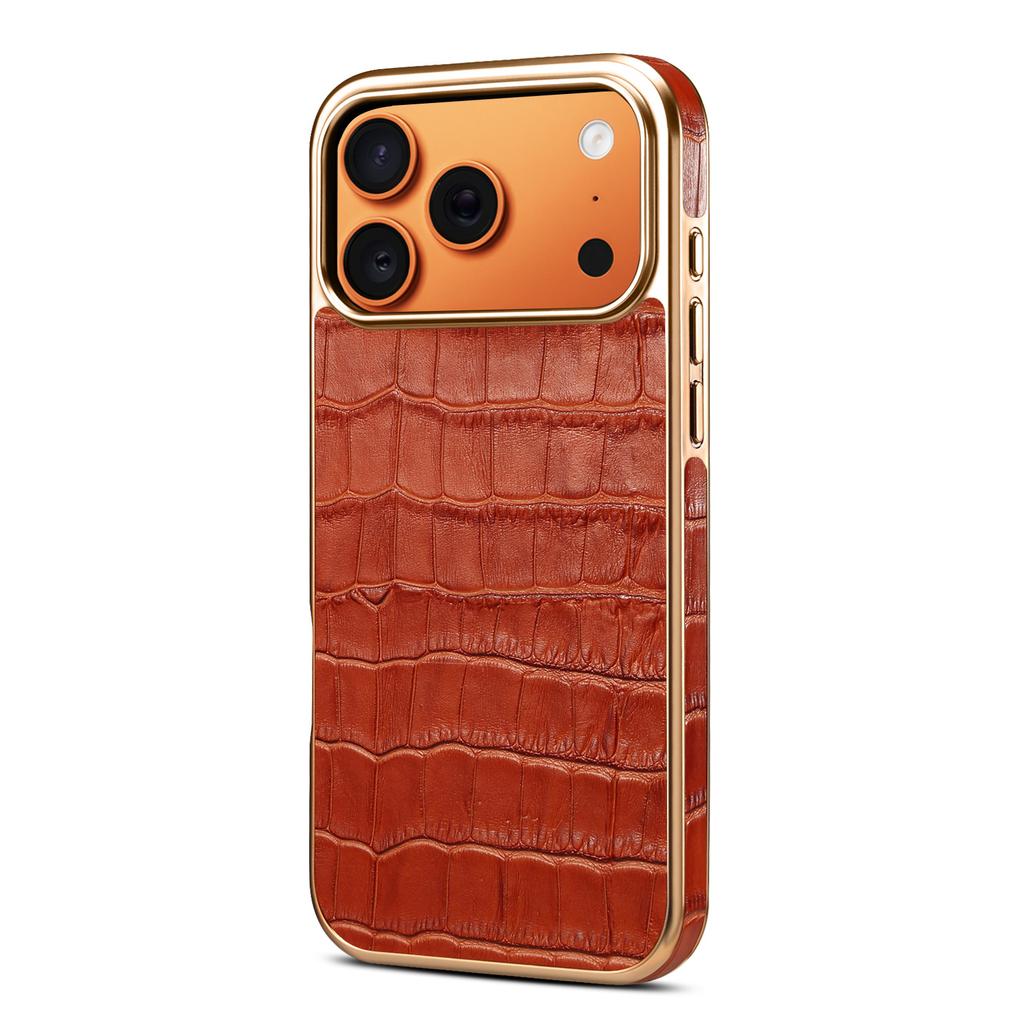 Чехол Denior для iPhone17ProMax с узором под аллигатора 16Plus Кожаный Air Phone Case 13Pro