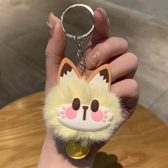Брелок-подвеска с колокольчиком Лисий Меховой Лицевой Розовые Следы Лап Мягкий Плюшевый Брелок Сумки Рюкзаки Декоративные Аксессуары