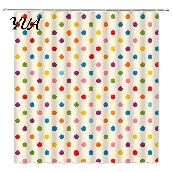 Easy Install Shower Curtains for Home Polka Dot Curtain with Hooks, Waterproof Fabric Bathroom Curtain, Retro Bath Hotel Quality Polyester Bathtub