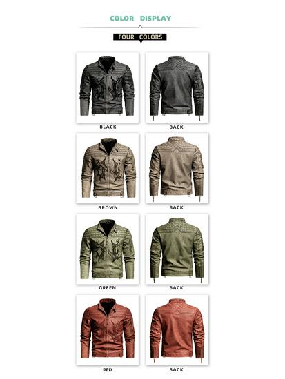 Мужская ретро-кожаная мотоциклетная куртка с эффектом старения 2025 года - Модная европейско-американская верхняя одежда из ПУ с инновационным дизайном