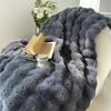 Luxury Double Layer Rabbit Fur Blanket Winter Thick Warm Fluffy Faux Fur Throws Blankets for Sofa Tie-Dye Soft Plush Bed Blanket