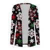 Women's Fashion Casual Christmas Print Medium Length Cardigan Jacket Coat