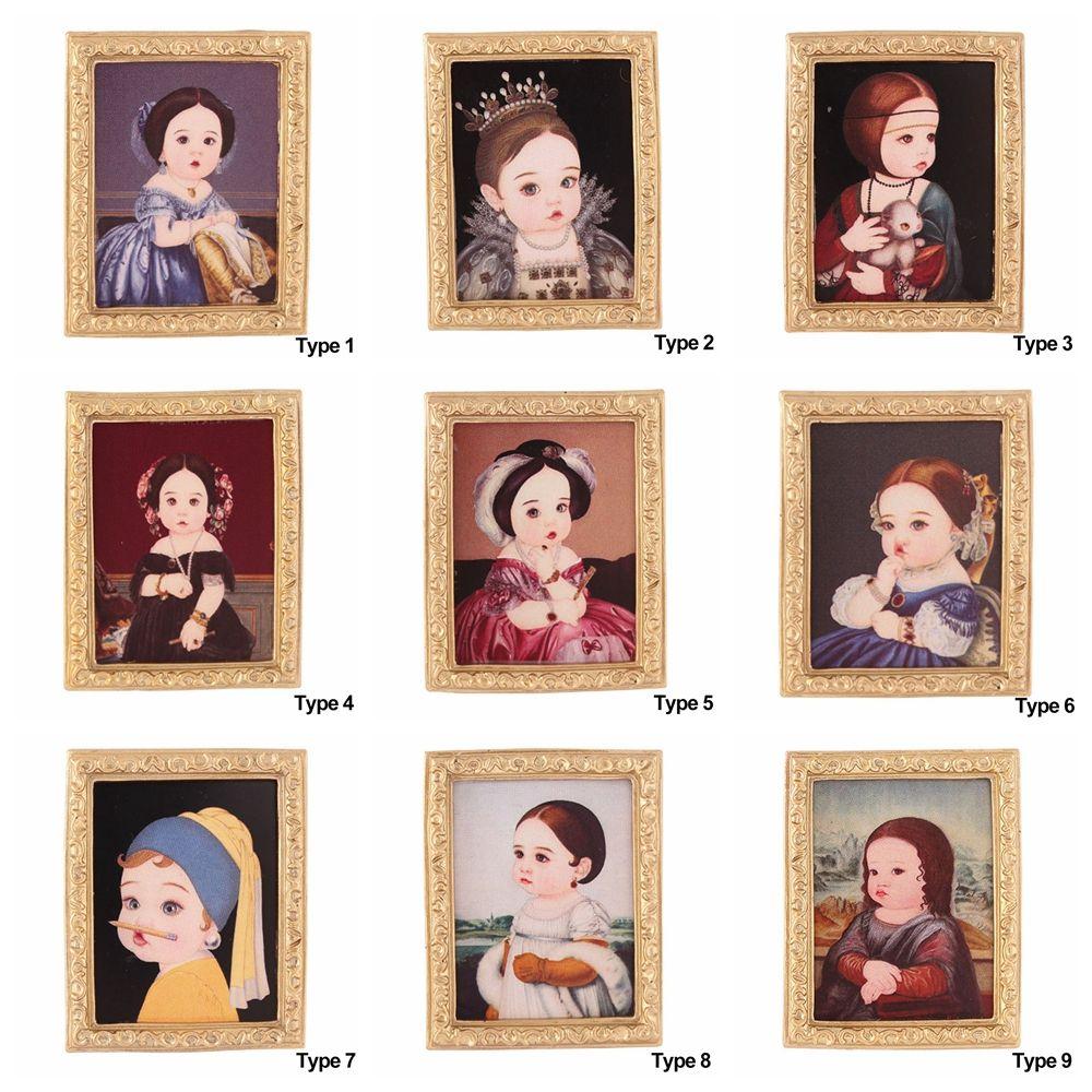 Scene Model Retro Frame Dolls Accessories Miniature Pictures Dollhouse Oil Painting Wall Mural