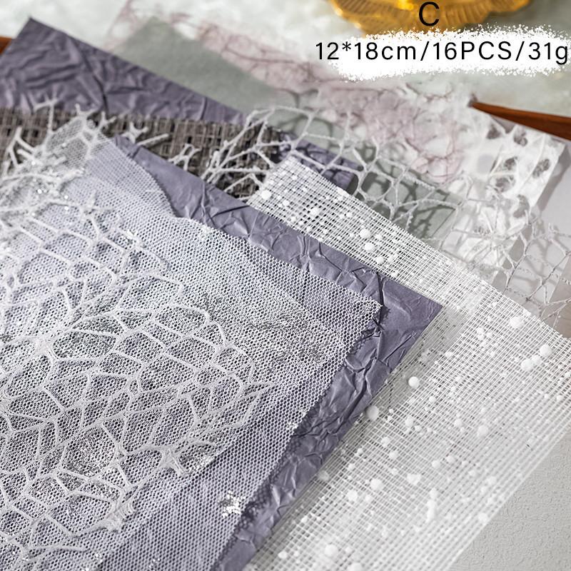 Journamm 16pcs Vintage Mixed Materials Lace paper Scrapbook Materials DIY Photo Album Collage Journal Stationery Material paper