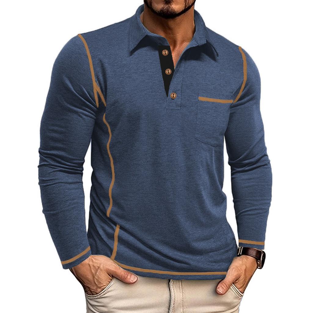 Men'S Button Up Long Sleeved Fashionable Casual Sports Top