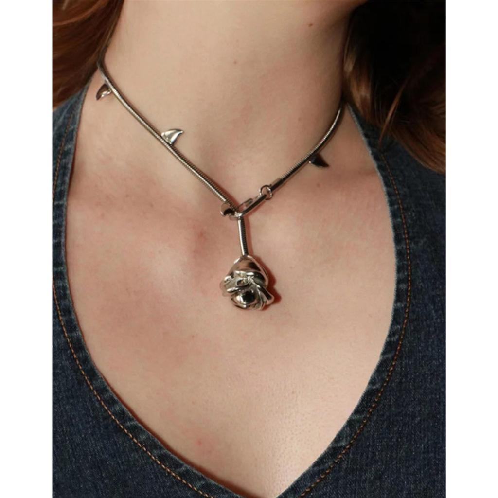 Tooxika Металлическое колье-подвеска в виде цветка розы с шипами, личность, темперамент, холодный ветер, цепочка для ключицы, женское