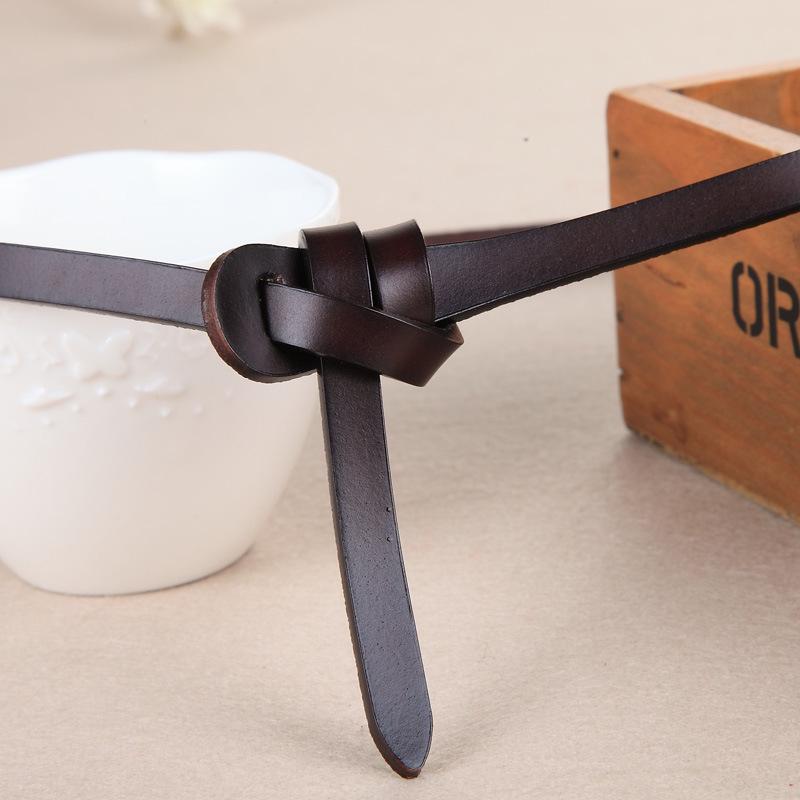 Plattichi Korean Retro Genuine Leather Ladies' Decorative Knotted Red Belt