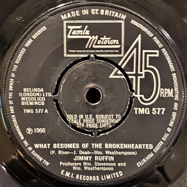 7-дюймовая пластинка JIMMY RUFFIN What Becomes Of The Brokenhearted TMG577 TAMLA MOTOWN 1966 UK SoulFunk Б/у
