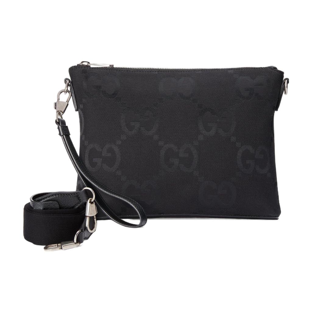 Gucci Detachable Shoulder Strap Zipper Closure Canvas Messenger Bag Men Shoulder Bags Black 739668-FABRP-1000