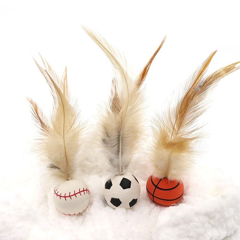 Feather Elastic Ball Cat Toy Self Relieve Boredom Interactive Pet Toy