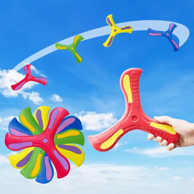 Outdoor Three-Leaf Boomerang Flying Toy Soft and Recreation for Boy Girl Easy to Throw and Catch Construction for Family Fun