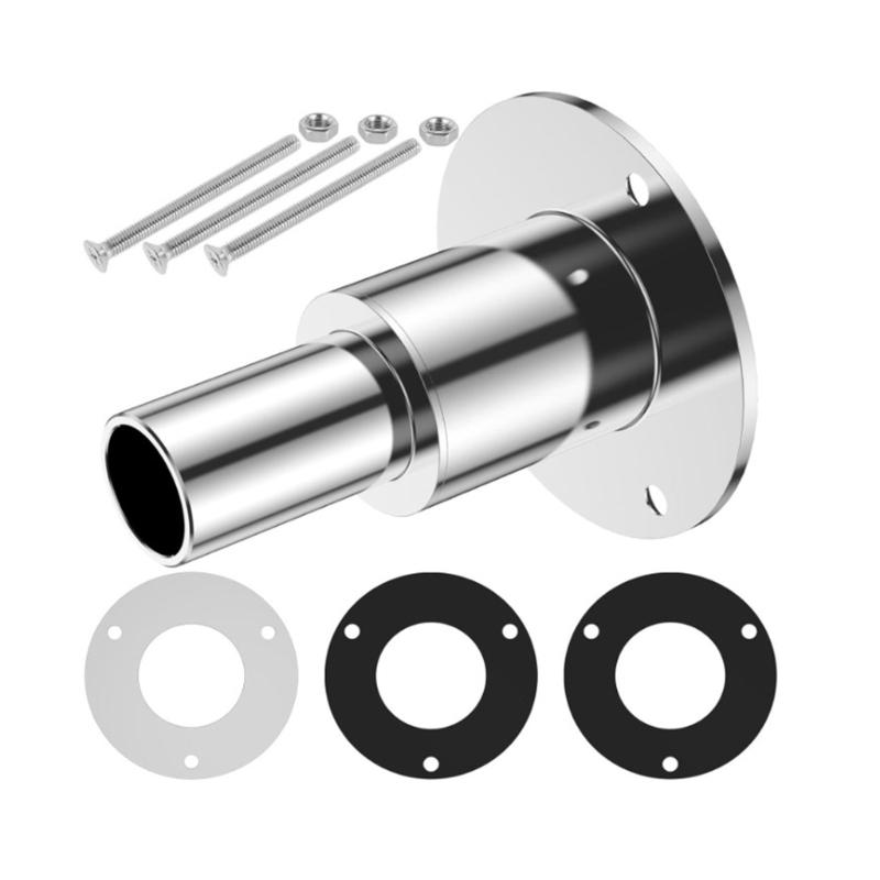 Marine Grade 24mm Straight Exhaust Pipe Kit Crafted of Stainless Steel Thru Wall Tube Pipe Socket Hardware with 3 Screws