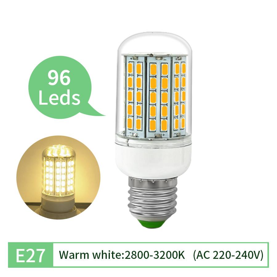 E27 LED Light Bulb E14 Corn Bulb Lamp Ceiling Chandeliers Lampada LED Lights 72 96 LEDs No Flicker AC220V 240V 5730 SMD Bombilla