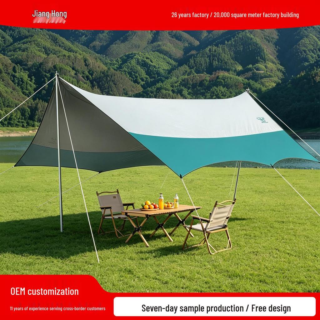 Jiang Hong Butterfly Canopy Tent: Rainproof Sunshade for 10-15 People - Ideal for Camping and Beach Picnics