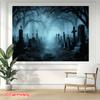 2D plane, 1 piece of 2D plane printed cemetery gothic mist landscape photography background fabric, polyester fabric.PMJ