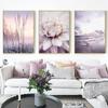 Nature Landscape Canvas Painting Beige Purple Flower Sunset Scandinavian Art Poster Print Nordic Room Wall Decoration Picture