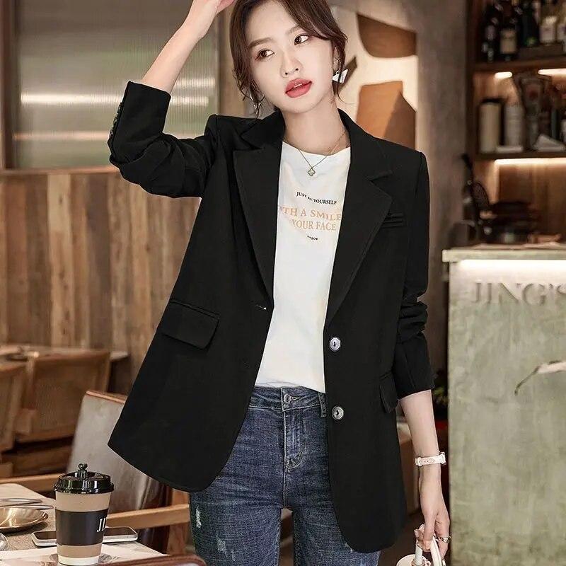 2023 Long-Sleeved Loose Casual Temperament Outerwear Fashion Casual Tide Business Tops Korean Version of Elegance Outwear Jackets Office Women