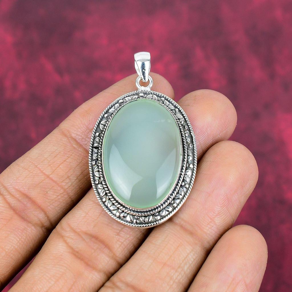 Украшения ручной работы из драгоценных камней Aqua Chalcedony, кулон из стерлингового серебра 925 пробы, уникальный дизайн, для женщин